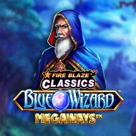 Fire Blaze Blue Wizard Megaways by Rarestone Gaming, showcased at kingmaker-kazino.com – game logo