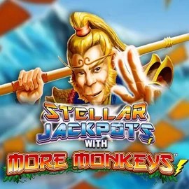 Stellar Jackpots with More Monkeys online game logo by Lightning Box Game on kingmaker-kazino.com